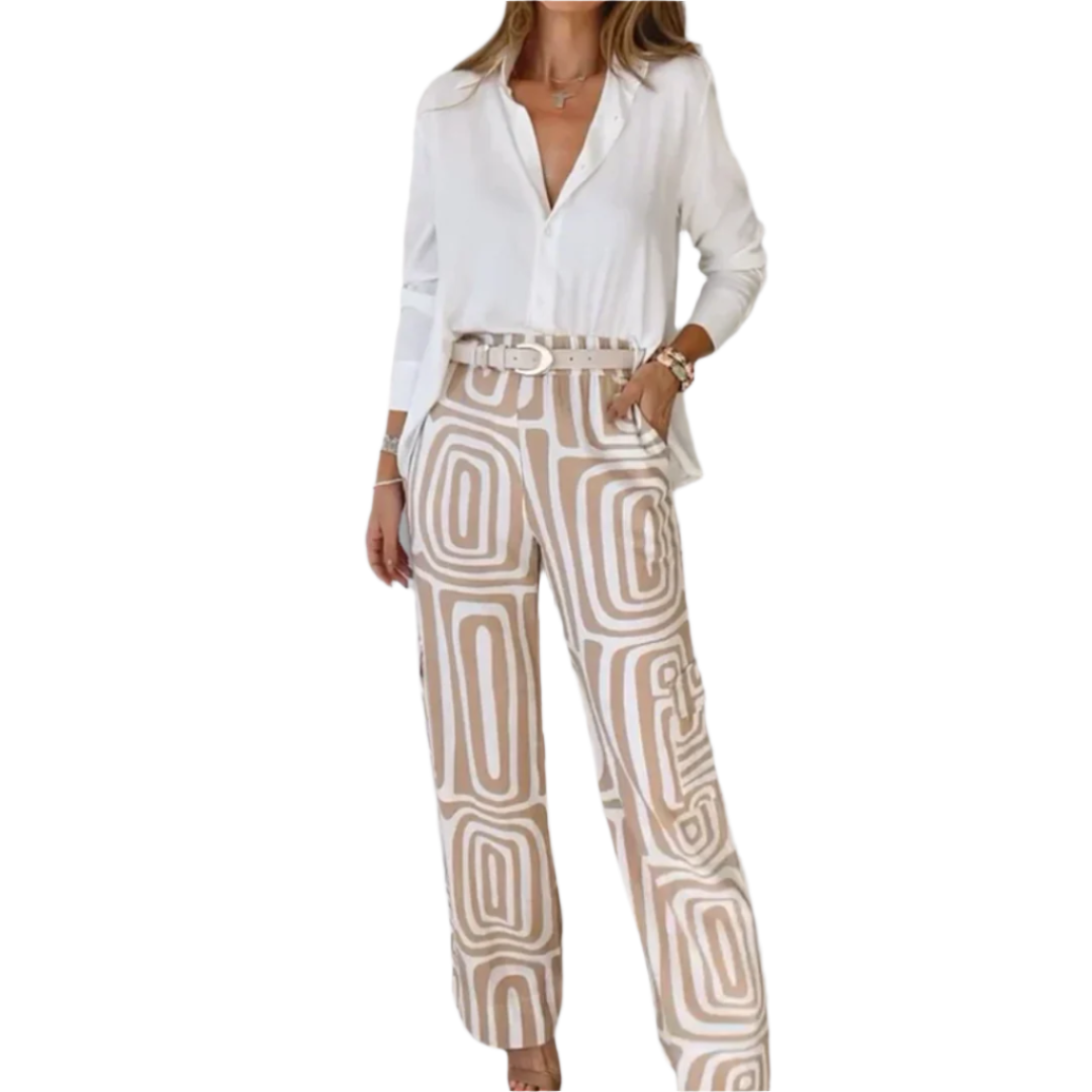 Kvinne Ensemble Geometrisk Mønster Relaxed Fit Cotton Polyester 0