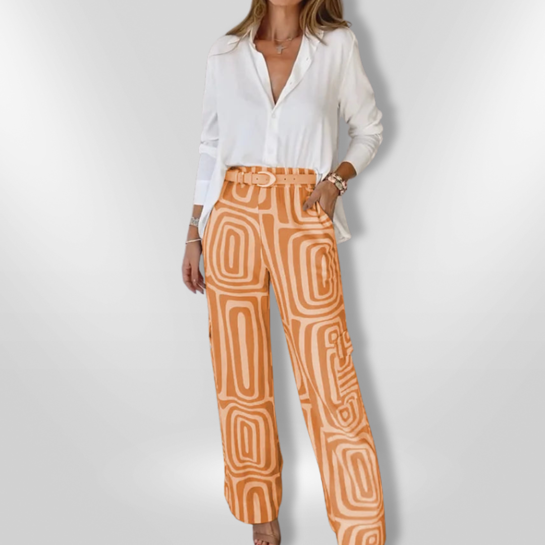 Kvinne Ensemble Geometrisk Mønster Relaxed Fit Cotton Polyester 5