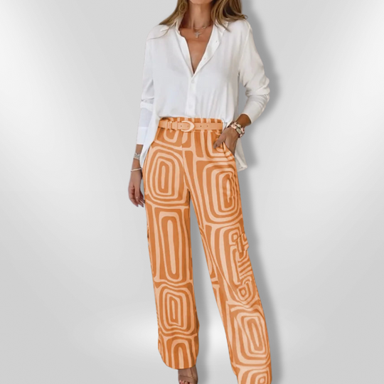 Kvinne Ensemble Geometrisk Mønster Relaxed Fit Cotton Polyester 5