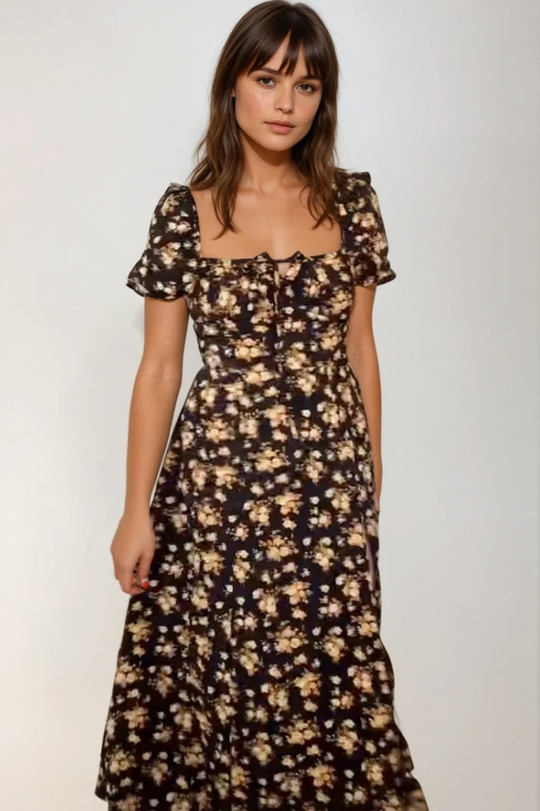 Kvinne Floral Sommerkjole Med Justerbar Midje 4