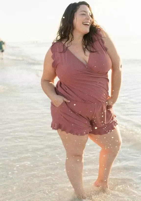 Kvinne Jumpsuit 2-i-1 Lett Pustende Stoff med Innebygd Badetøy 2