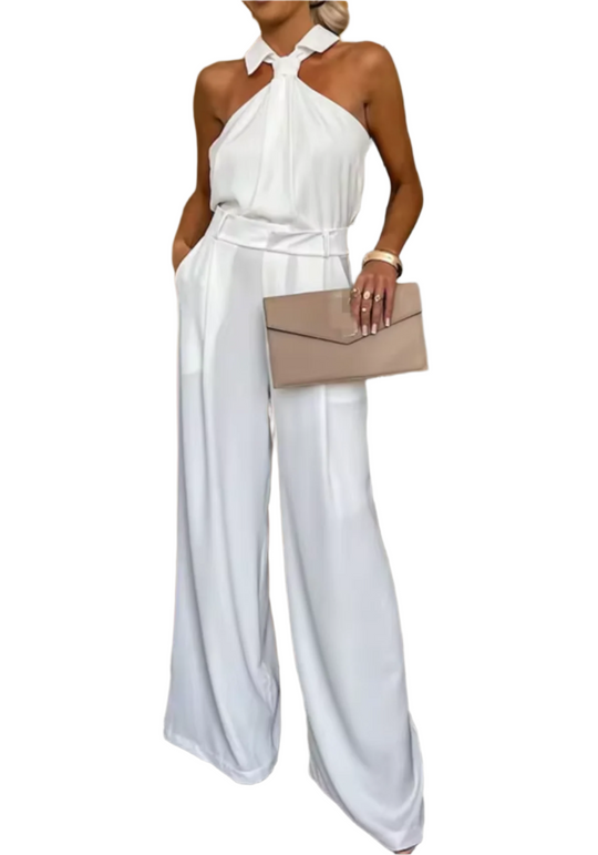 Kvinne Jumpsuit Høyhalset Bred Ben Myk Pustende Stoff 0