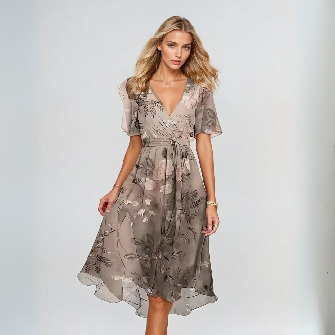 Kvinne Kjole Korte Ermer Elegant Polycotton 2