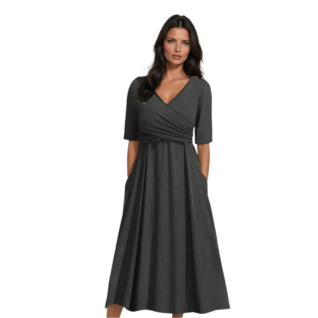 Kvinne Kortermet Kjole Krysplett V-Hals Lett Stoff 0