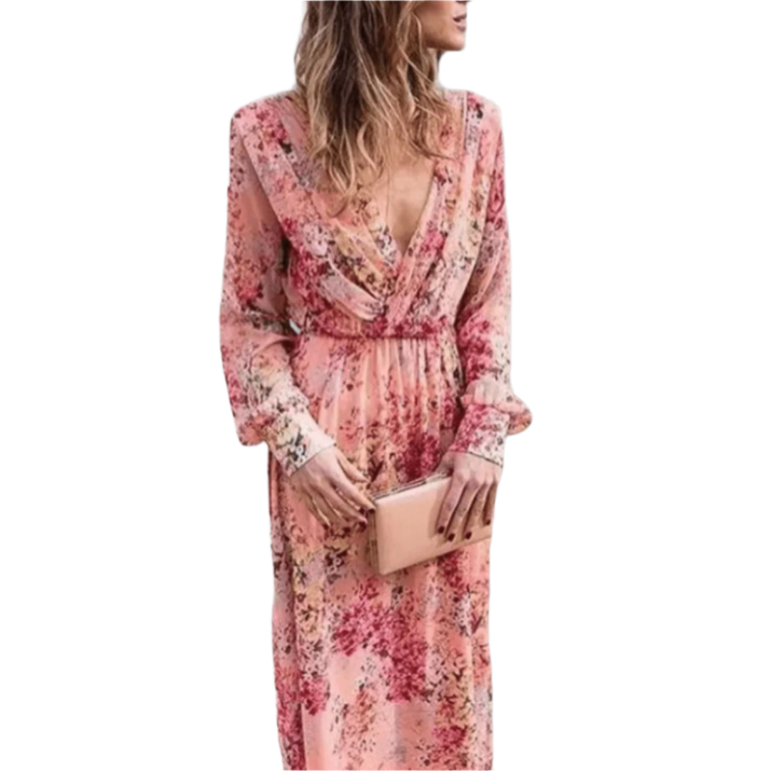 Kvinne Lang Kjole Romantisk Blomstertrykk 0