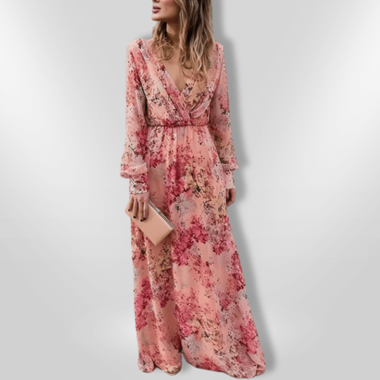 Kvinne Lang Kjole Romantisk Blomstertrykk 2