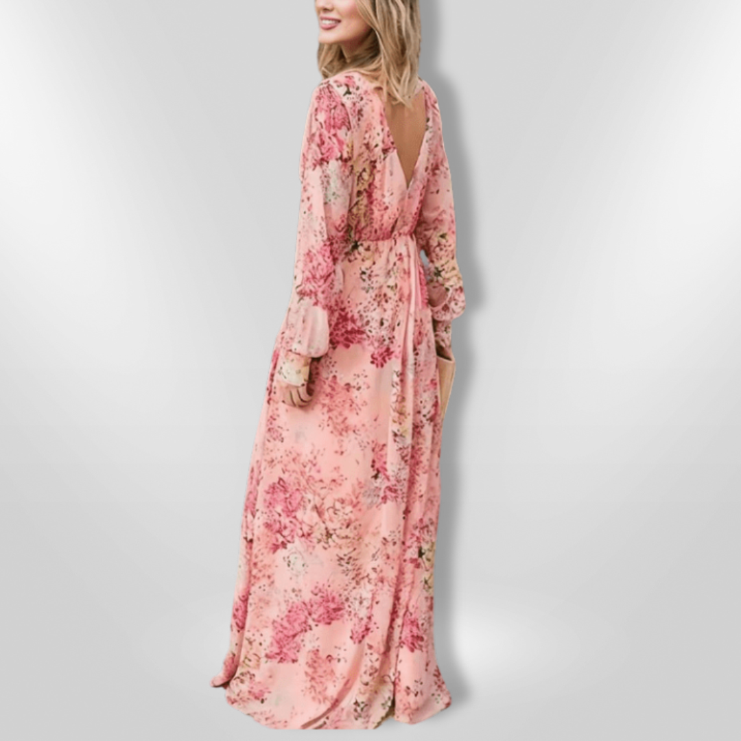 Kvinne Lang Kjole Romantisk Blomstertrykk 3