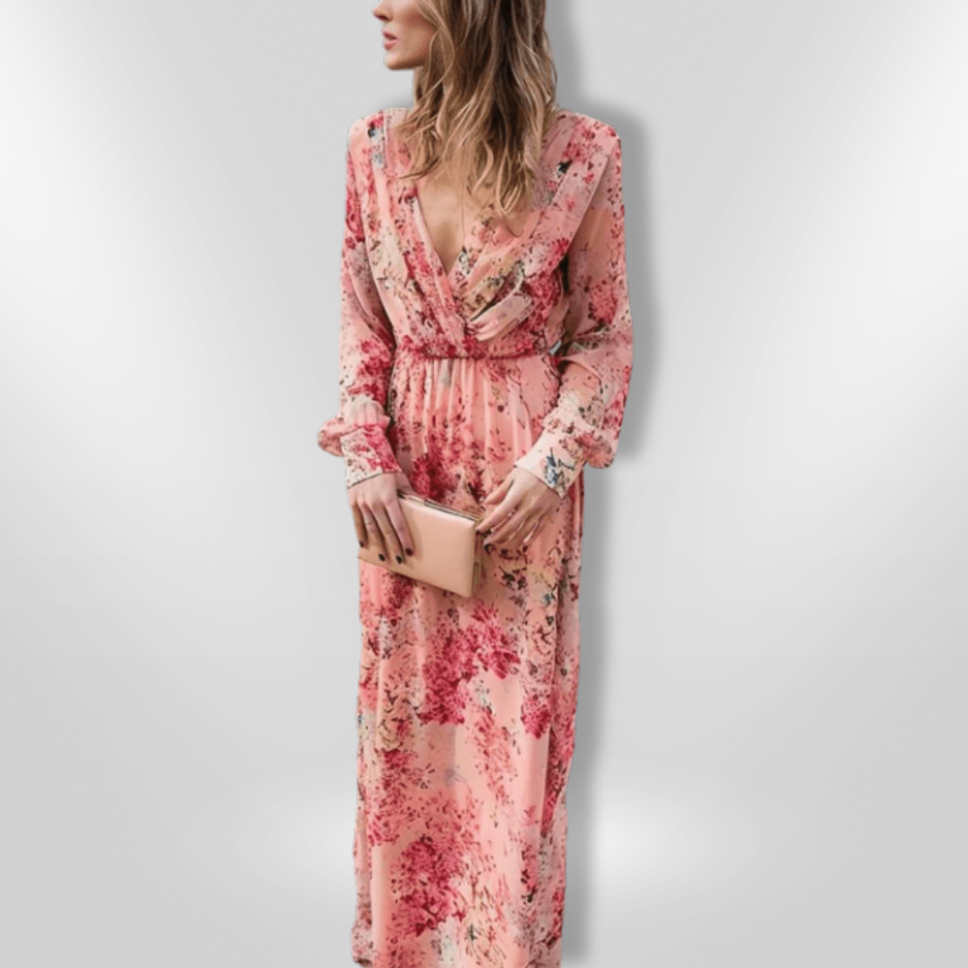 Kvinne Lang Kjole Romantisk Blomstertrykk 4