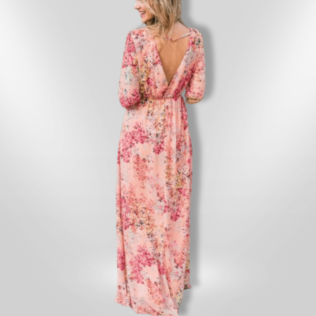 Kvinne Lang Kjole Romantisk Blomstertrykk 5