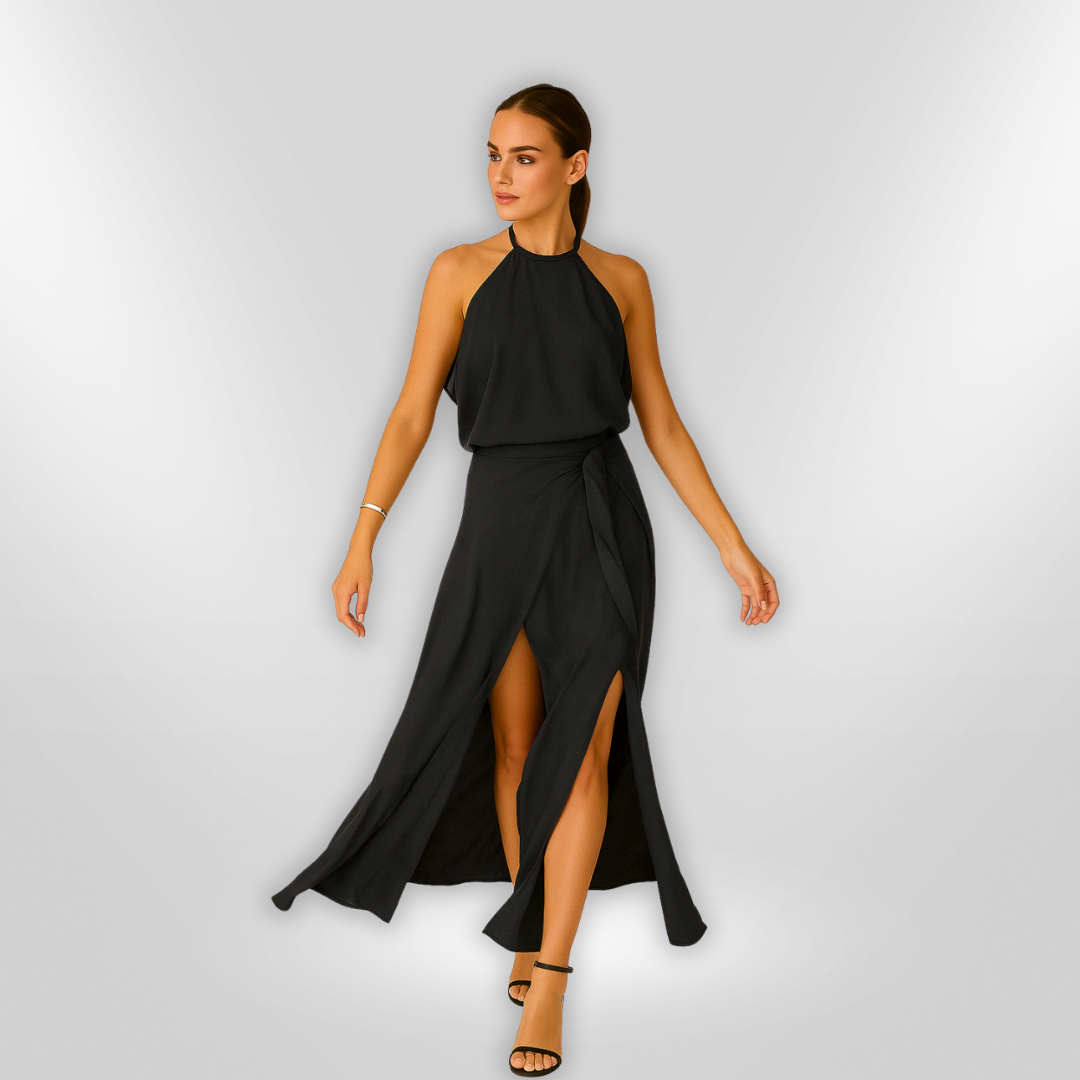 Kvinne Maxi Kjole Åpen Skuldre Elegant 1