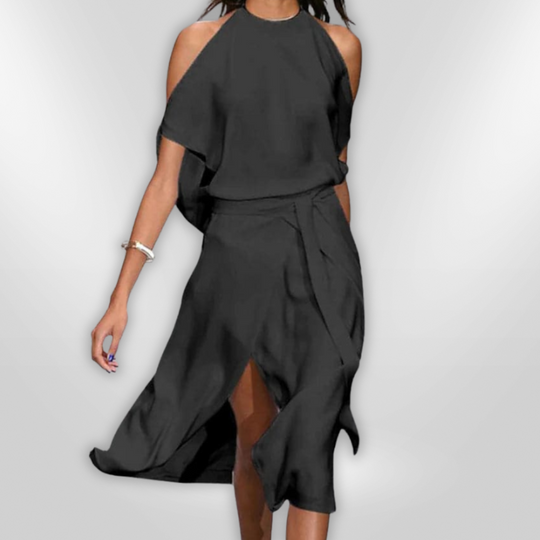 Kvinne Maxi Kjole Åpen Skuldre Elegant 2