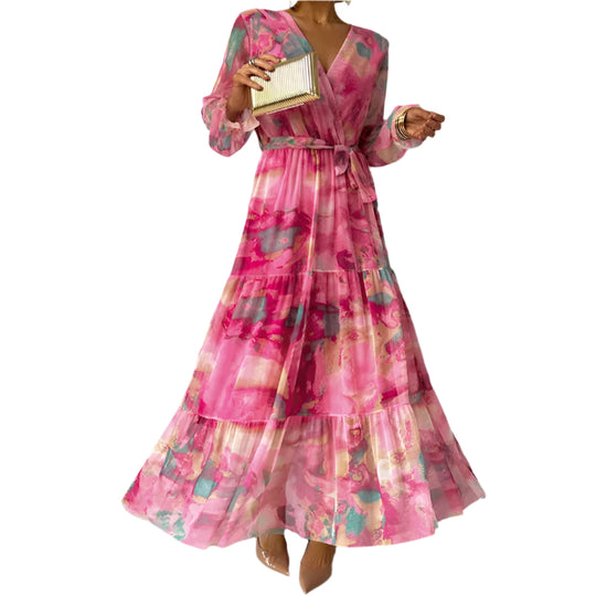 Kvinne Maxi Kjole Blomstertrykk Lett Stoff 0