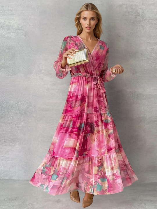 Kvinne Maxi Kjole Blomstertrykk Lett Stoff 1