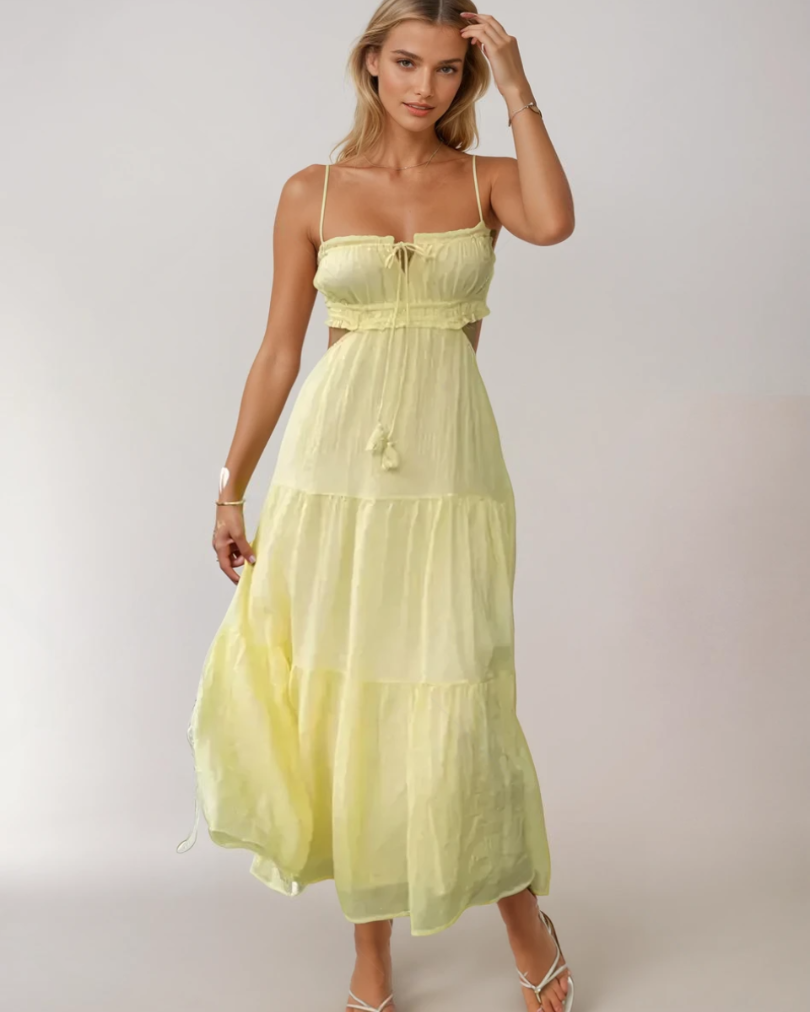 Kvinne Maxi Kjole Boho Chic Utskjæringer 4