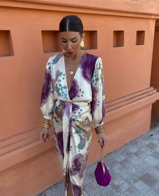 Kvinne Maxi Kjole Elegant Lett Stoff 4