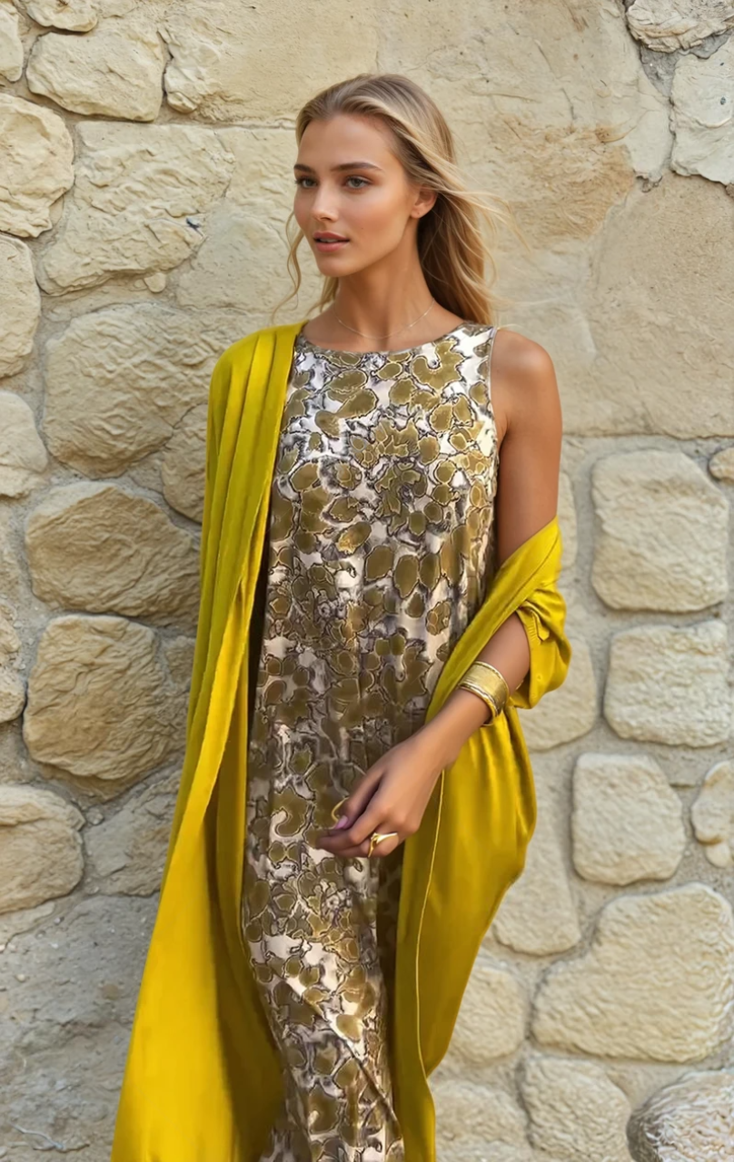 Kvinne Maxi Kjole Flytende Design 1