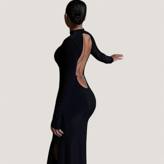 Kvinne Maxi Kjole Uten Rygg med Kjede Detalj 5