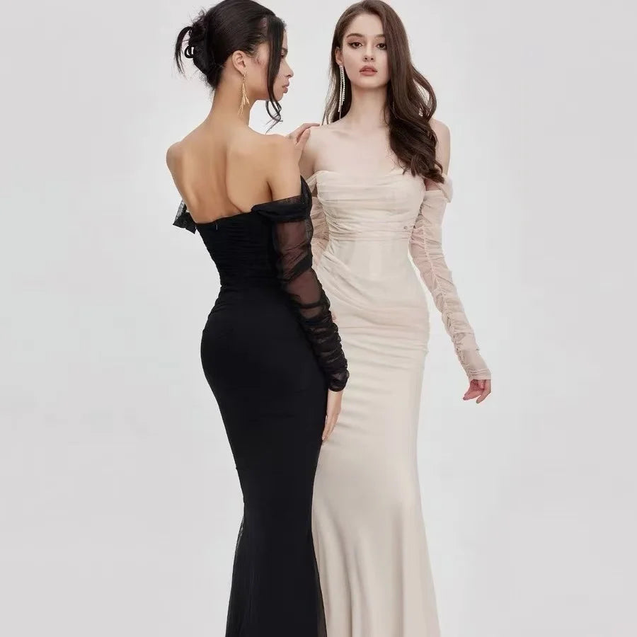 Kvinne Mermaid Kjole Off-Shoulder Mesh Detaljer 2
