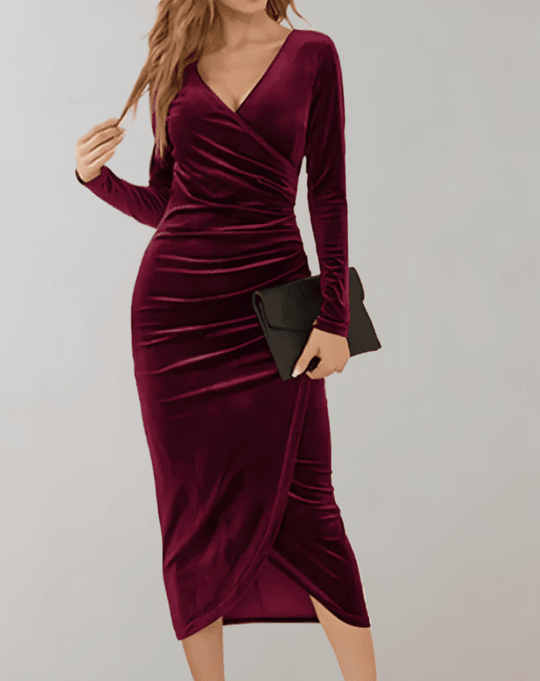 Kvinne Midi Kjole Bodycon Luksuriøs Velour 3