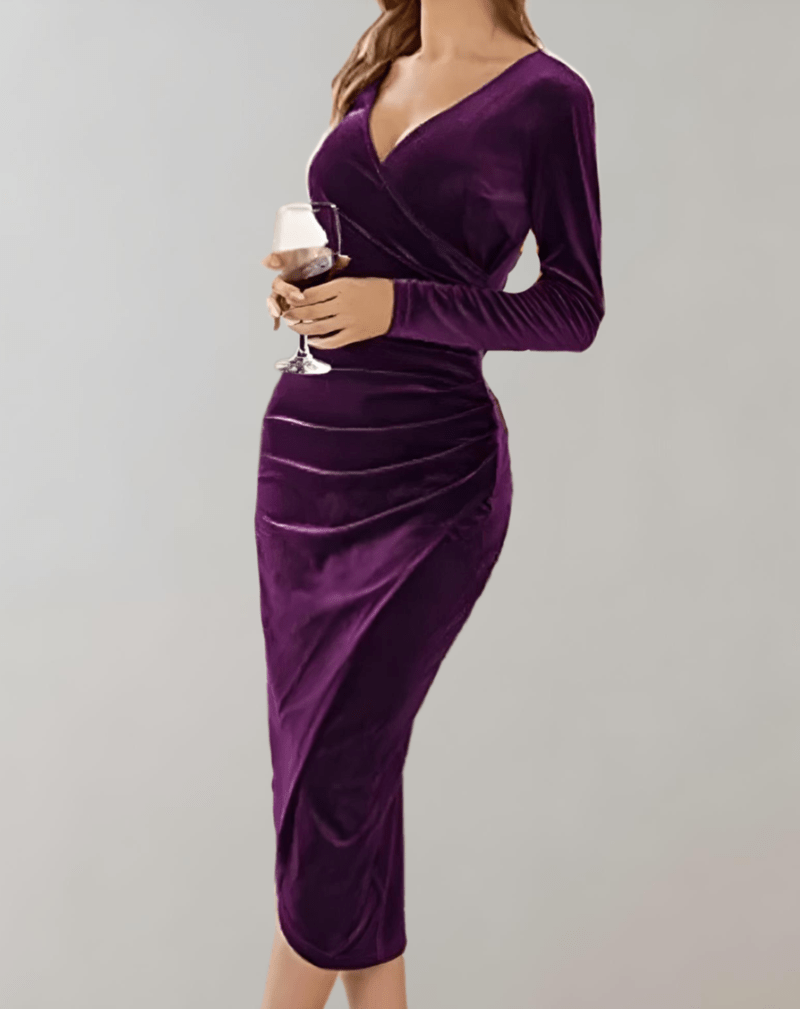 Kvinne Midi Kjole Bodycon Luksuriøs Velour 4