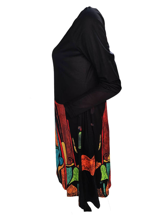 Kvinne Midi Kjole Flatterende Design Kunstneriske Mønstre 2