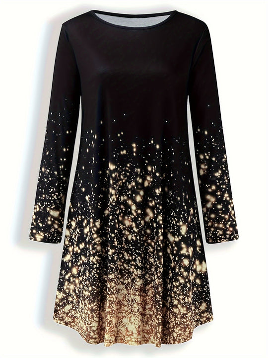 Kvinne Midi Kjole Flatterende Design Kunstneriske Mønstre 4