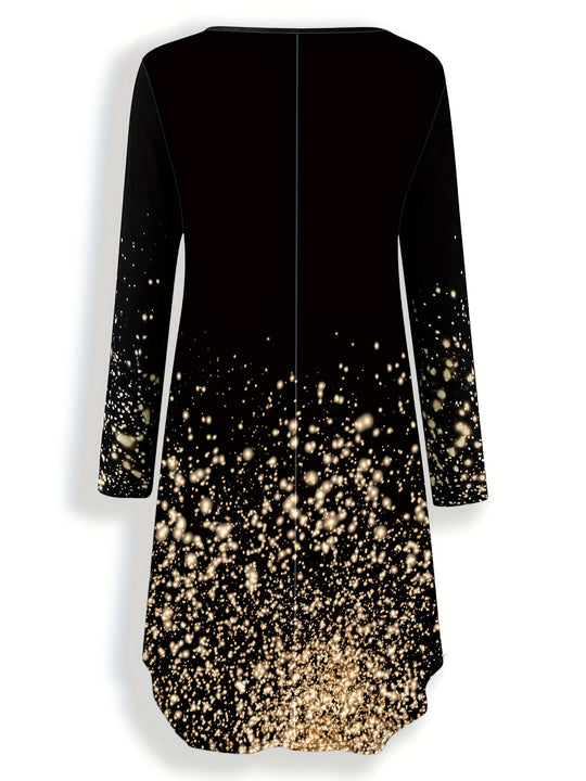 Kvinne Midi Kjole Flatterende Design Kunstneriske Mønstre 5