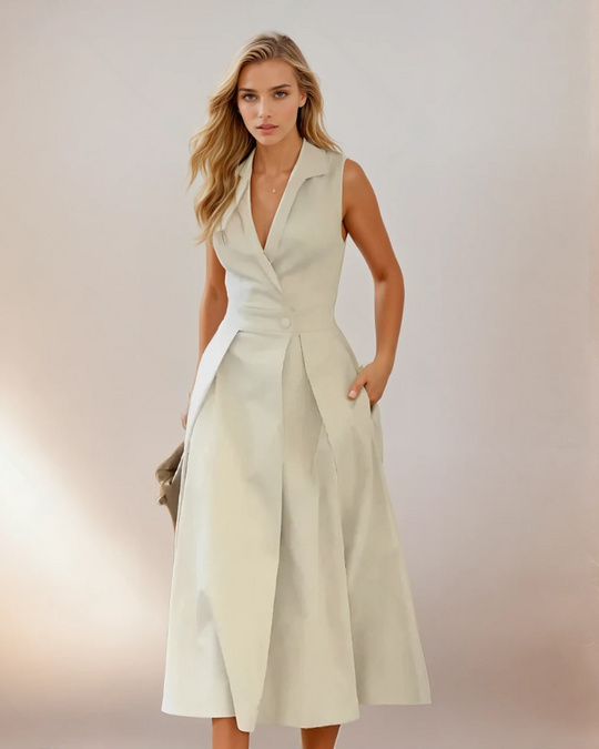 Kvinne Midi Kjole V-Hals Elegant 0