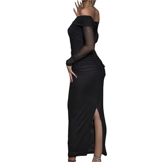 Kvinne Off-Shoulder Kjole med Lange Ermer 0