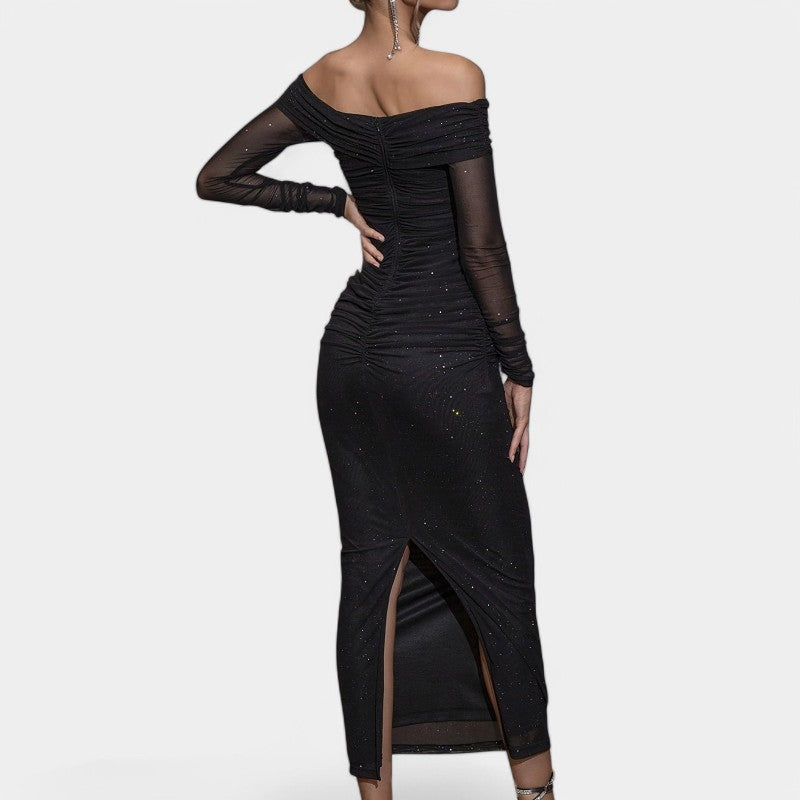 Kvinne Off-Shoulder Kjole med Lange Ermer 2