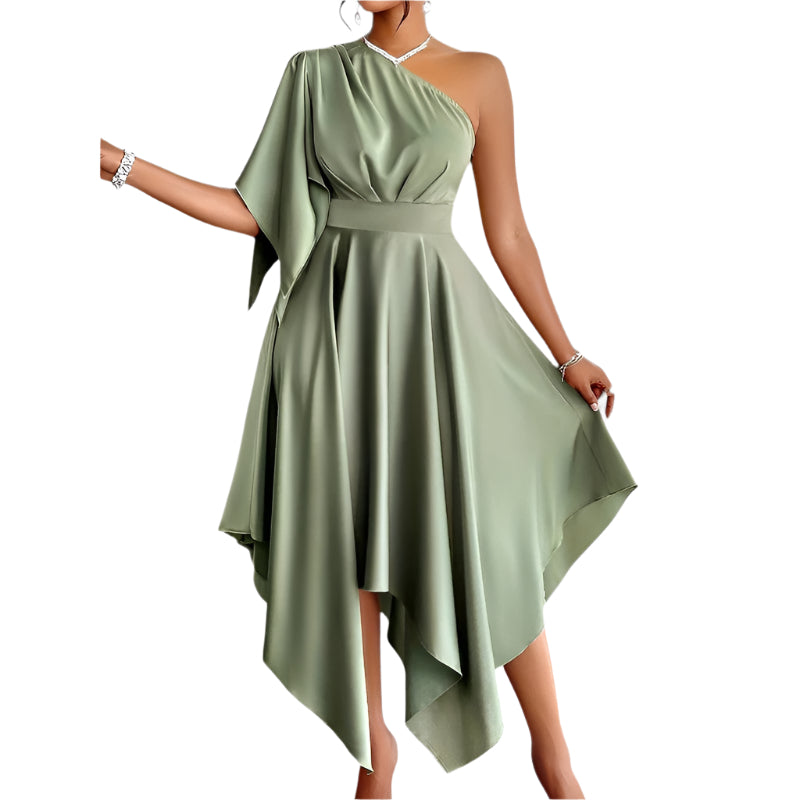 Kvinne Peplum Kjole Asymmetrisk Design Polyester 0