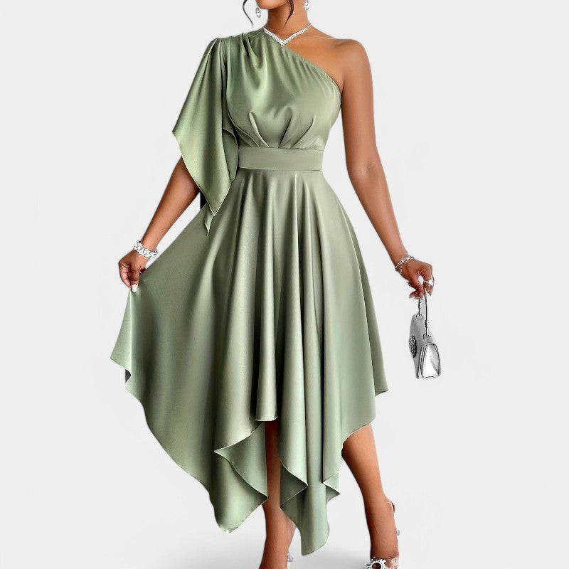 Kvinne Peplum Kjole Asymmetrisk Design Polyester 1