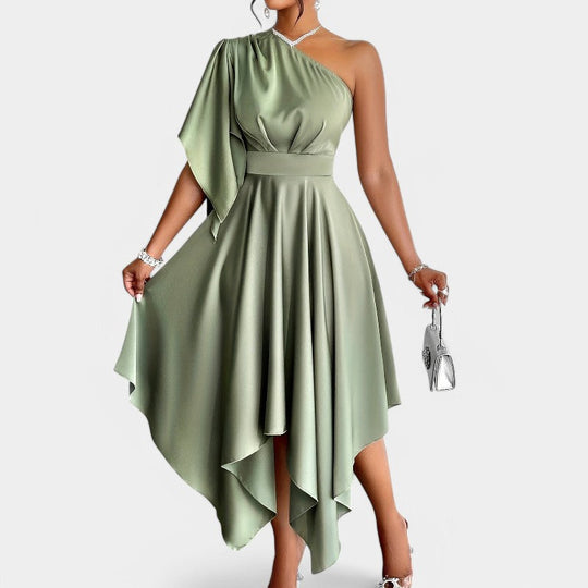 Kvinne Peplum Kjole Asymmetrisk Design Polyester 1