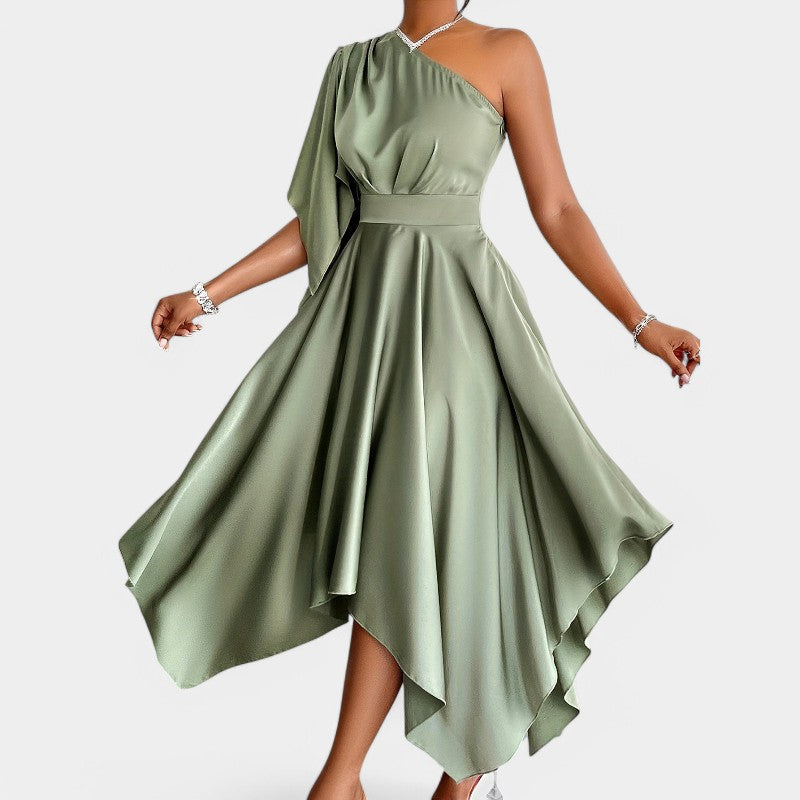 Kvinne Peplum Kjole Asymmetrisk Design Polyester 2