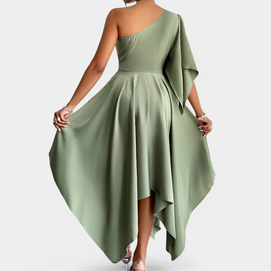 Kvinne Peplum Kjole Asymmetrisk Design Polyester 3