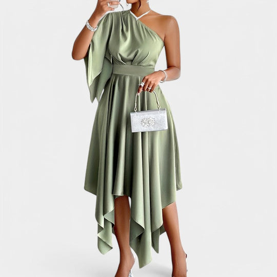 Kvinne Peplum Kjole Asymmetrisk Design Polyester 4