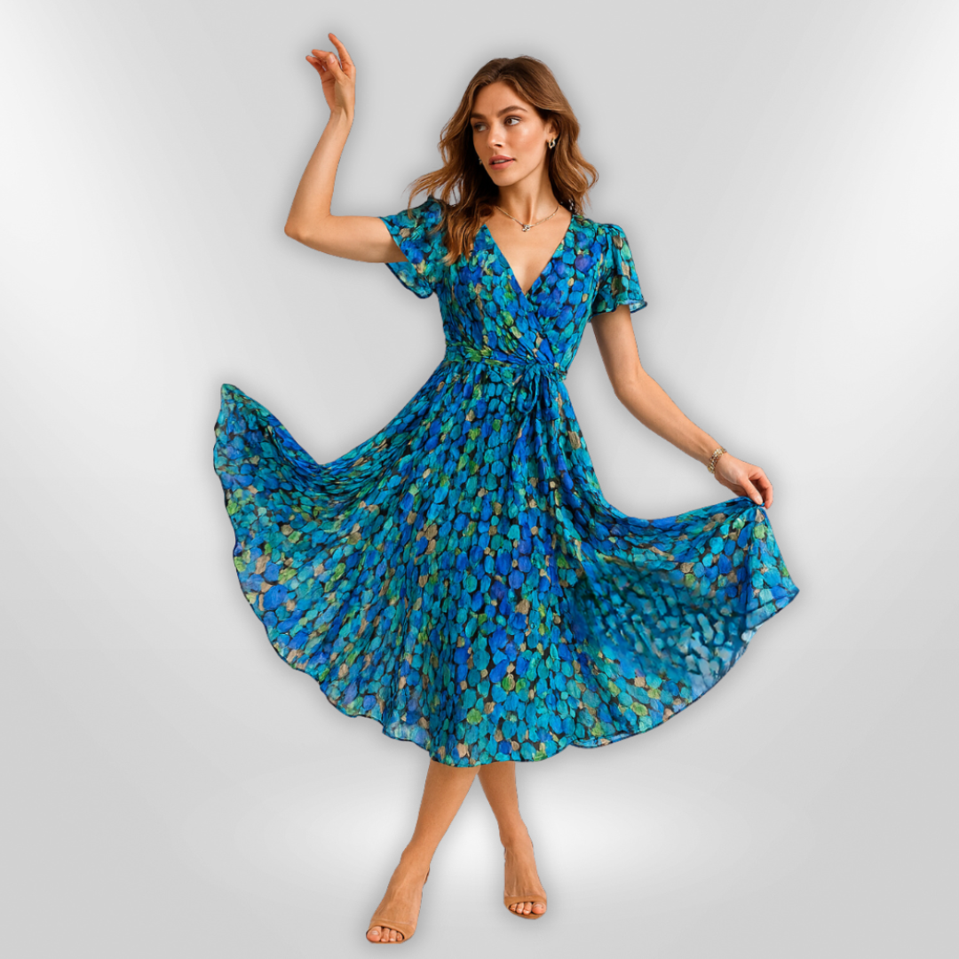 Kvinne Robe Elegant Asymmetrisk Lett Stoff 1