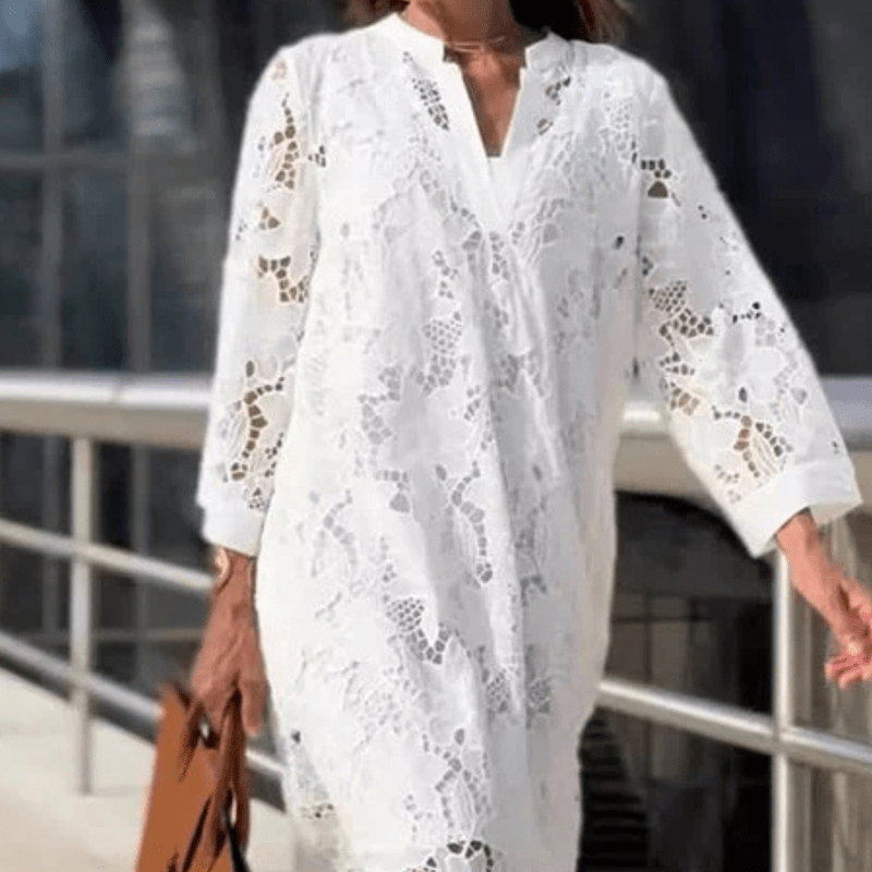 Kvinne Robe i Blonde Klassisk Stil Polyester 4