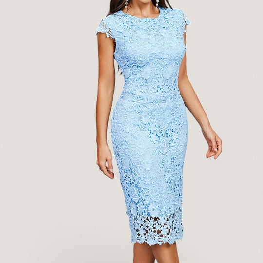 Kvinne Robe i Lett Blå Blonde Uten Ermer 3