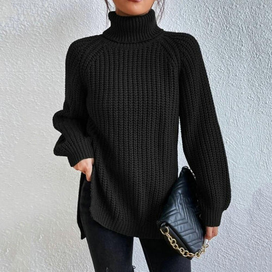 Kvinne Turtleneck Genser Ribbet Ull Strikket 4