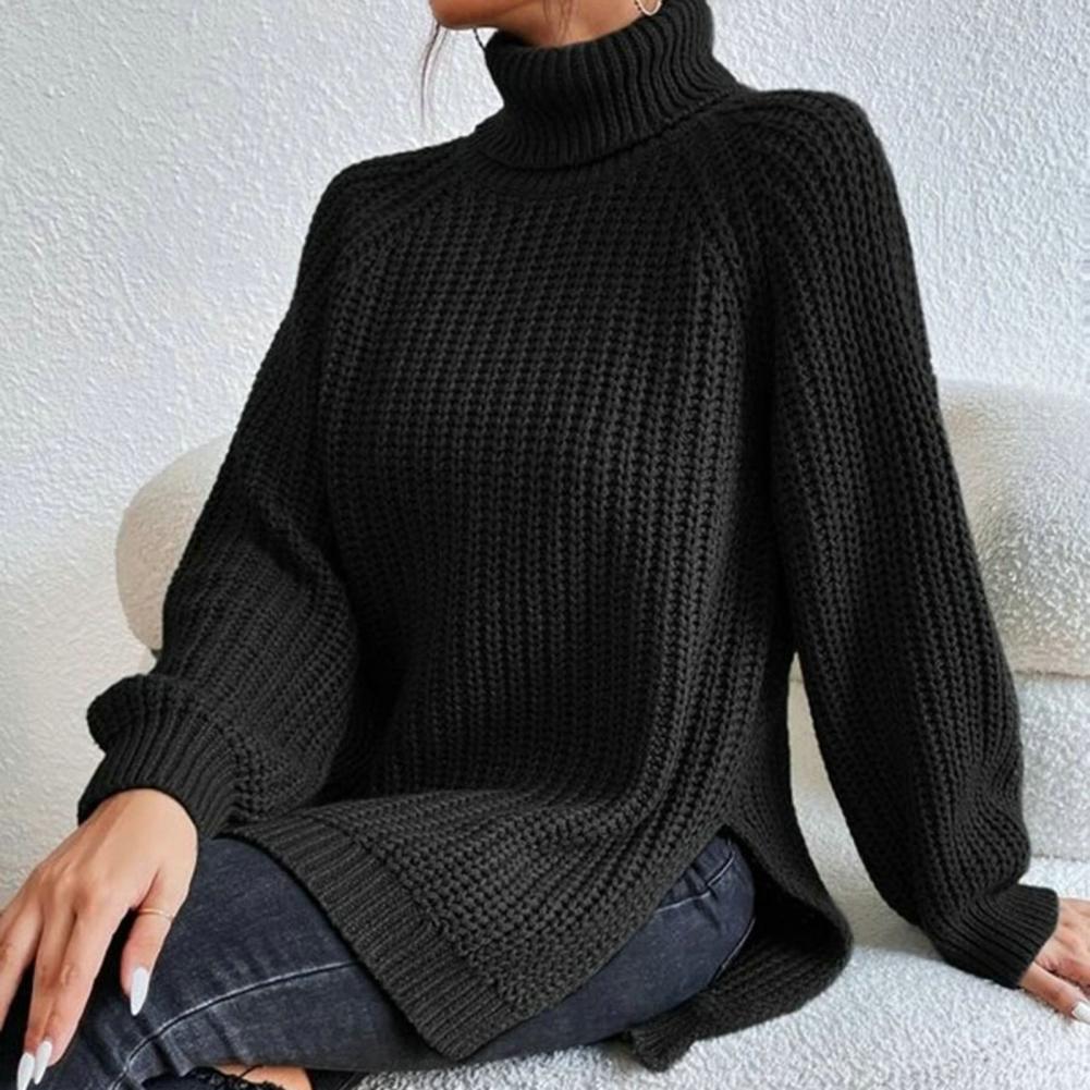 Kvinne Turtleneck Genser Ribbet Ull Strikket 5