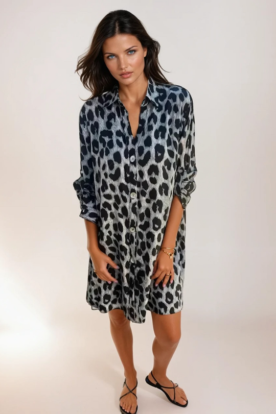 Kvinnelig Kjole Leopardtrykk Elegant Pustende Stoff 1