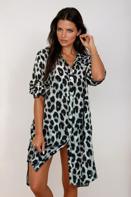 Kvinnelig Kjole Leopardtrykk Elegant Pustende Stoff 2