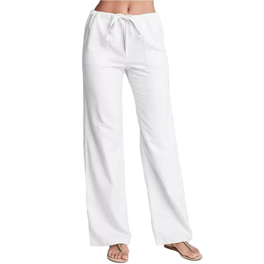 Kvinners Bukser Løs Passform Bomull Lin Blend 0