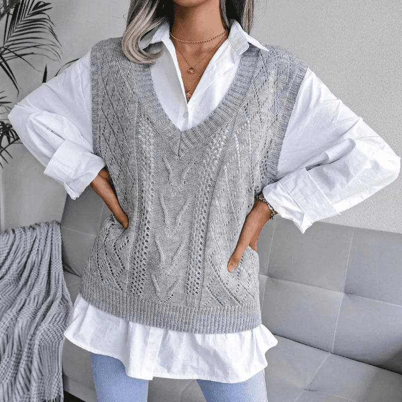 Kvinners Cardigan V-hals Strikket Acryllfiber Diamantmønster 1