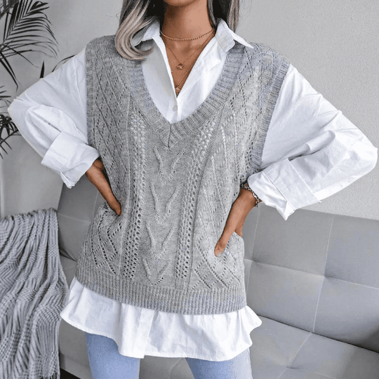Kvinners Cardigan V-hals Strikket Acryllfiber Diamantmønster 1