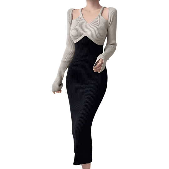 Kvinners Lang Kjole Med Lange Ermer Raffinert Polyester 0