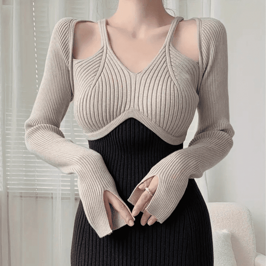 Kvinners Lang Kjole Med Lange Ermer Raffinert Polyester 4