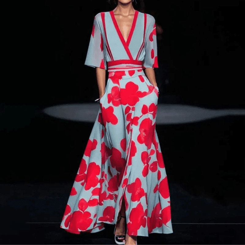 Kvinnes Blomsterkjole Flytende Polyester 1