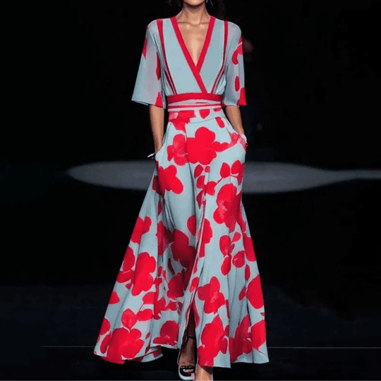 Kvinnes Blomsterkjole Flytende Polyester 1